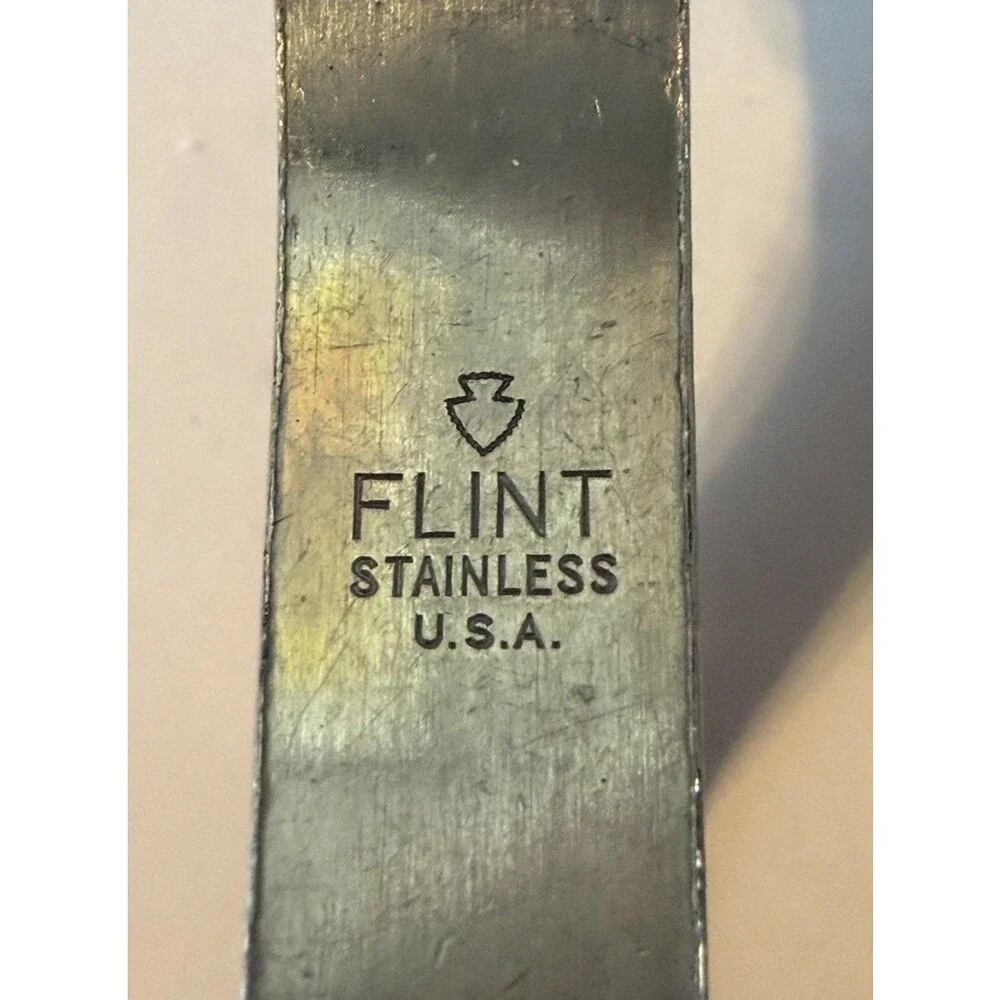 Flint Arrowhead Potato Masher Stainless Steel USA Black Handle Vintage‎
